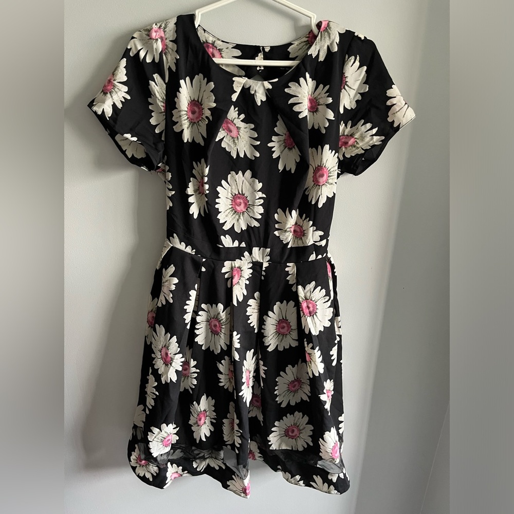 Dorthory Perkins Black with Daisy Dress UK size 12 - US size 10